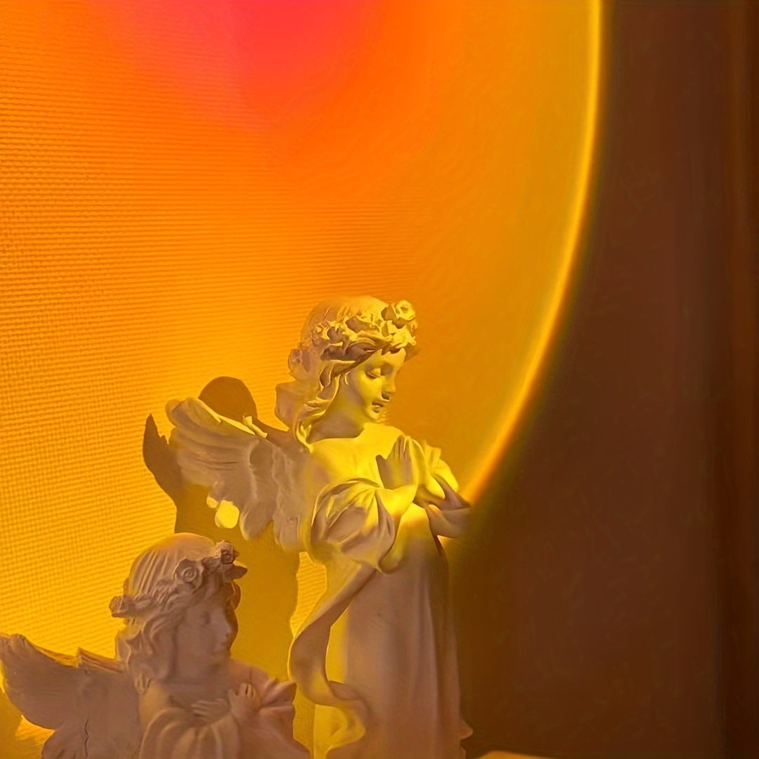 360° Rotating Sunset Projection LED Night Light USB Powered Orange Acrylic Shade Home Decor Bedroom Ambiance