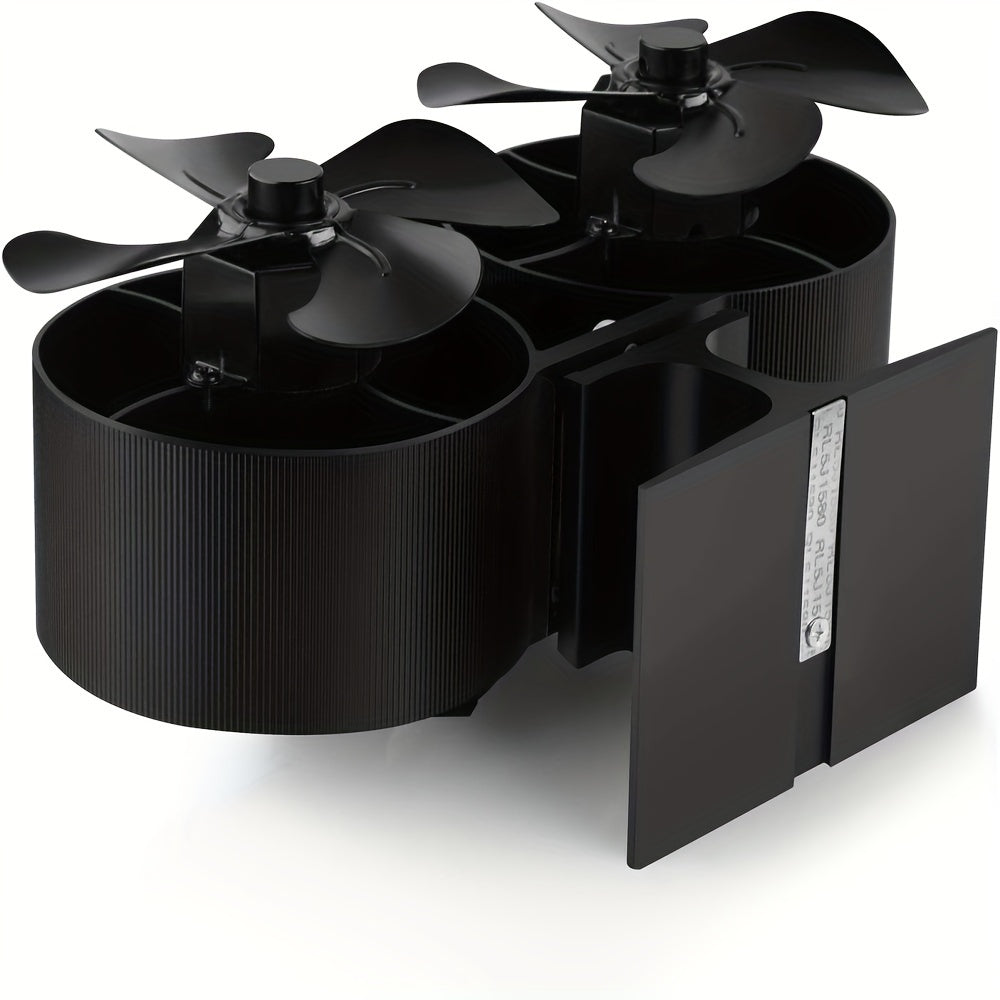 Wood Stove Fan Dual Motors Double-Headed Heat-Powered Fireplace Fan for Wood Gas Log Burners