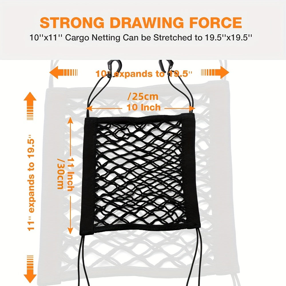 Motorcycle Helmet Cargo Net Organizer with Double Layer and Hooks