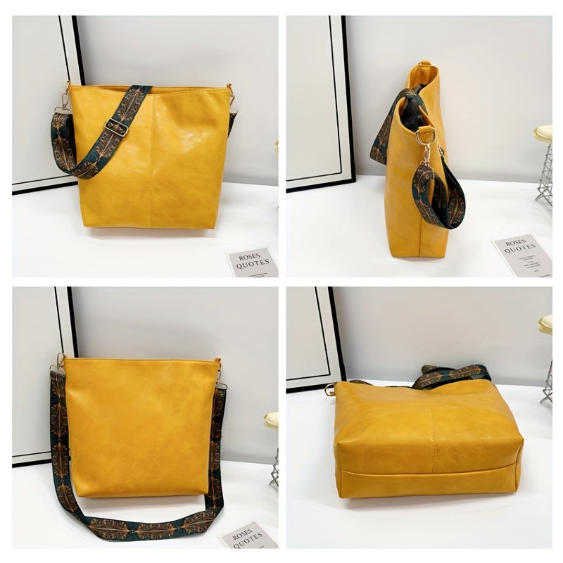 Bohemian Style Geometric PU Leather Hobo Bag for Going Out Light Brown