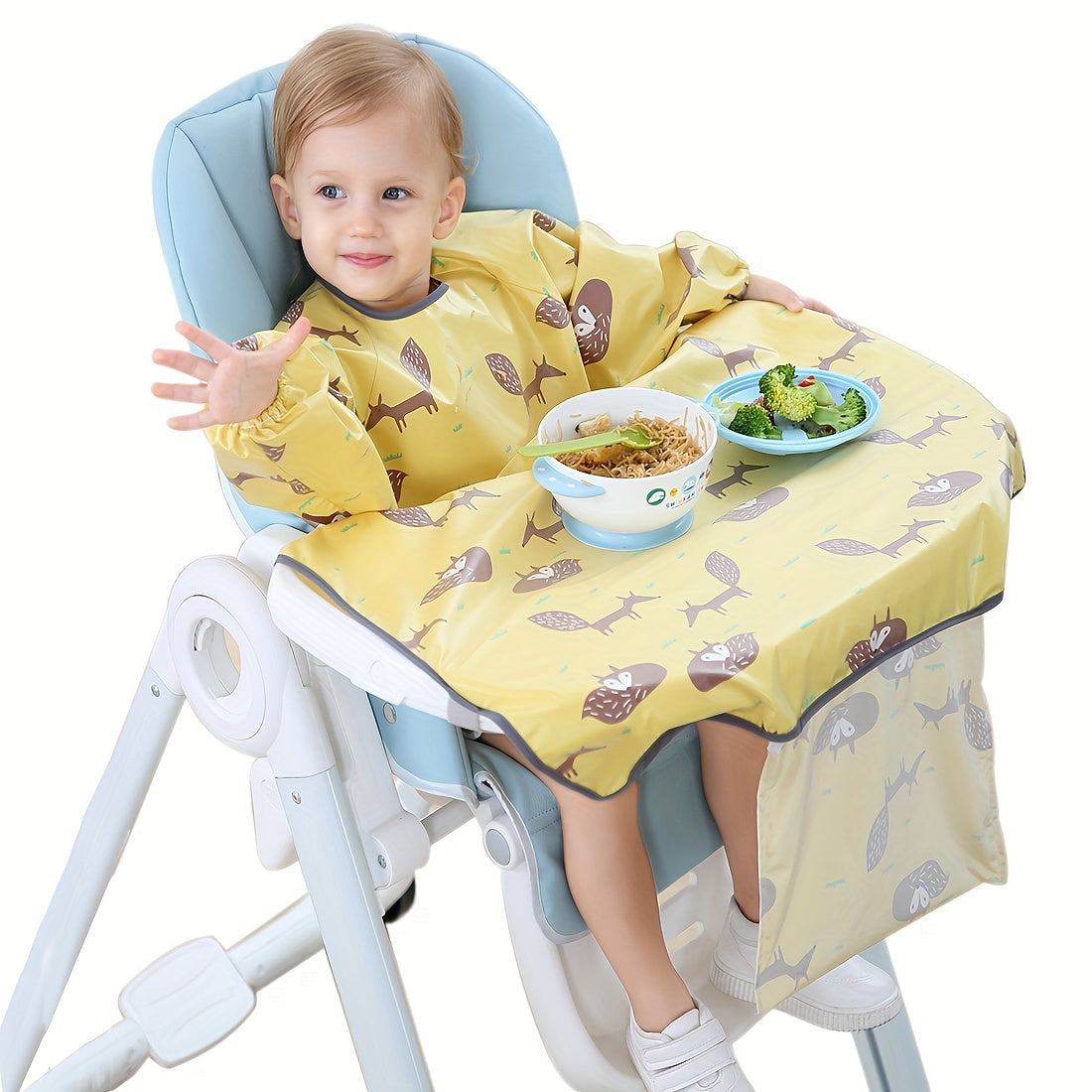 Baby Bibs Waterproof Stain and Odor Resistant with Sleeves for Ages 6-36 Months