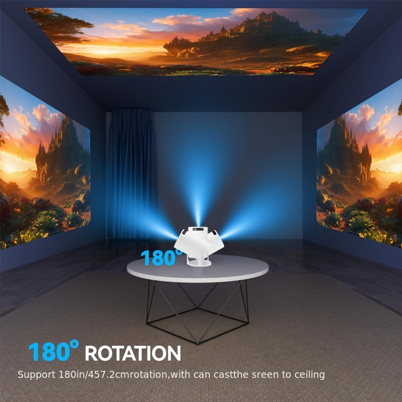Mini Portable WiFi Projector with 180° Rotation, HD Home Theater