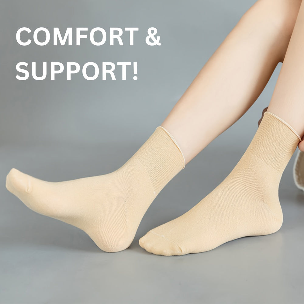 Women's Diabetic Socks 5 Pairs Non-Binding Cotton Polyester Spandex Comfortable Support