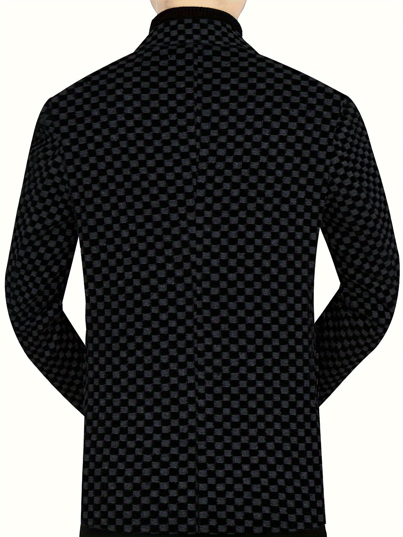 Мужской пиджак из гингема из полиэстера для осеннего сезона с лацканом и классическим кроем