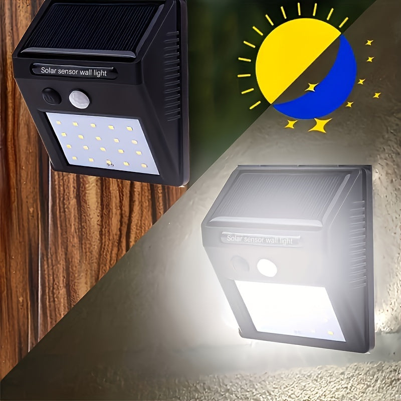 Solar Wall Light with Motion Sensor 20 LED Outdoor Security Garden Fence Garage