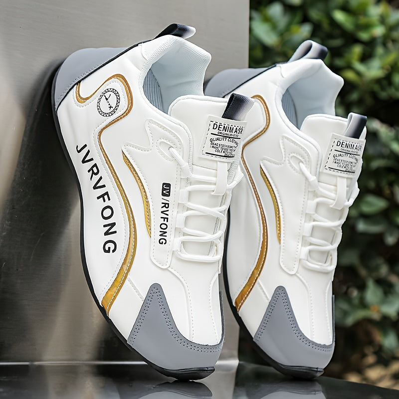 Men's Casual Skate Shoes Solid Color Low Top Lace-Up Breathable Fabric Insole PU Sole