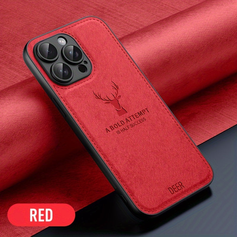 Faux Leather Deer Head Phone Case for iPhone Shockproof Slim Drop Resistant