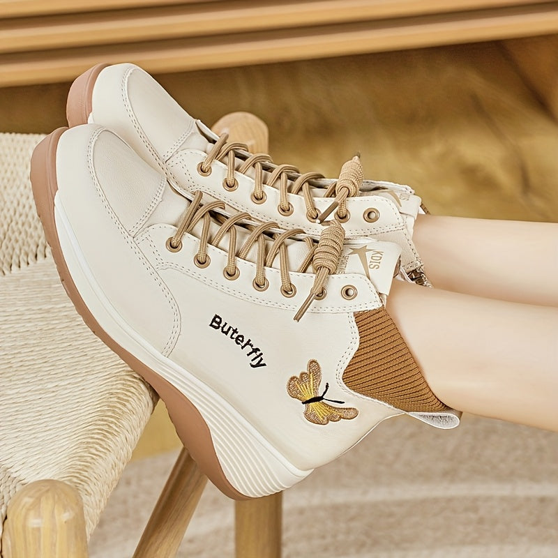 Women's Animal Print Platform Boots with Zipper, Round Toe, Low Heel