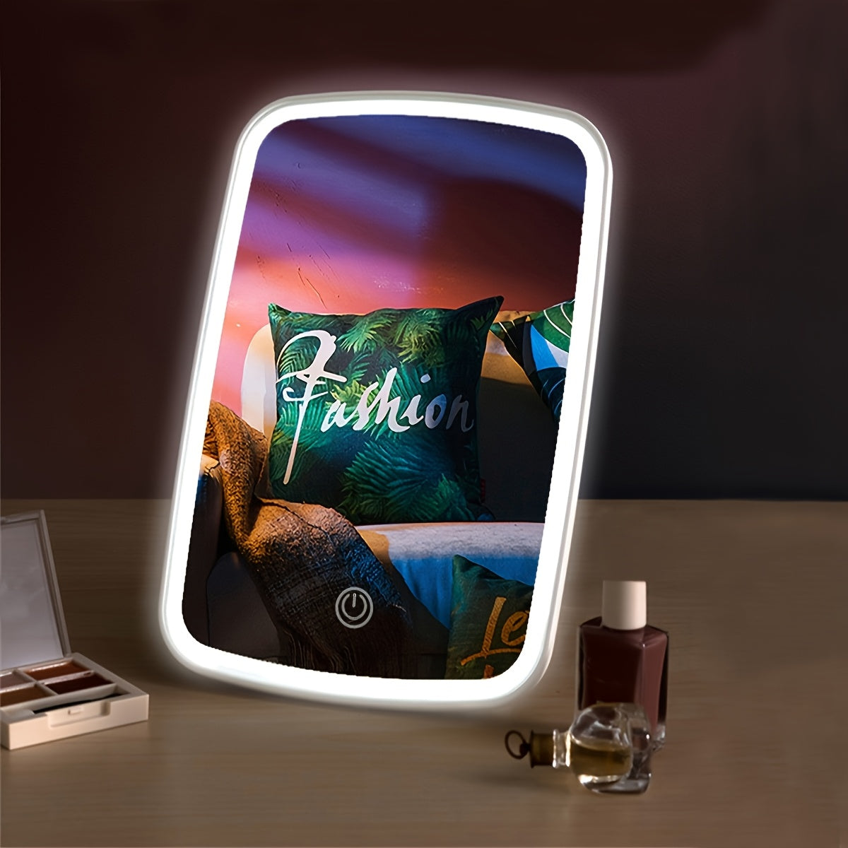 Portable LED Makeup Mirror with Touch Control and Adjustable Brightness