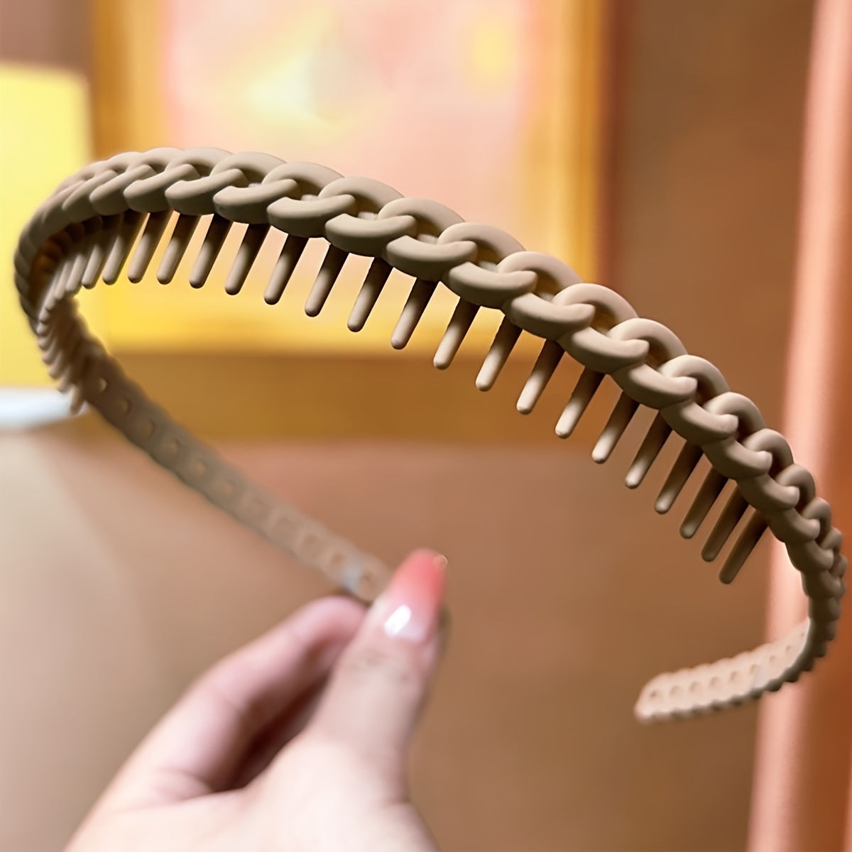 Set of 2 Non-Slip Hairbands with Teeth for Women Girls Solid Color Hair Styling