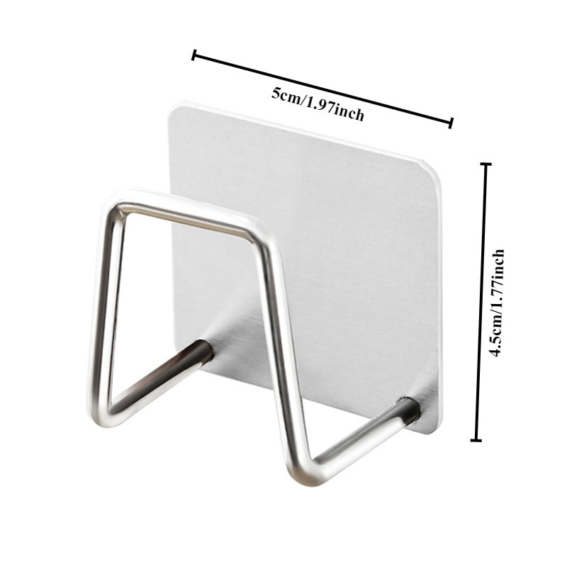 Stainless Steel Kitchen Sponge Holder with Perforation-Free Design and Space Saving Organizer