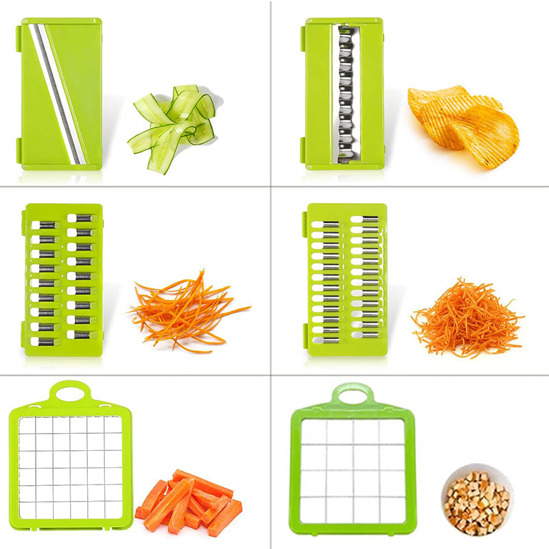 14-in-1 Plastic Kitchen Vegetable Slicer with 8 Blades and Container