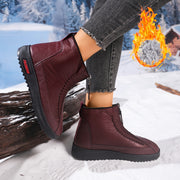 Women's Winter Insulated Snow Boots with Zipper Non-Slip Sole Brown