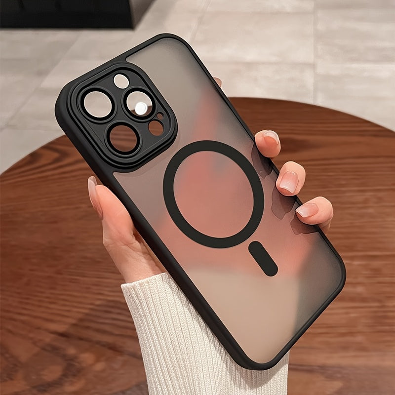 Matte Translucent Shockproof Phone Case for iPhone 11-16 Pro Max and 16 Plus with Camera Lens Protector and Magnetic Wireless Charging