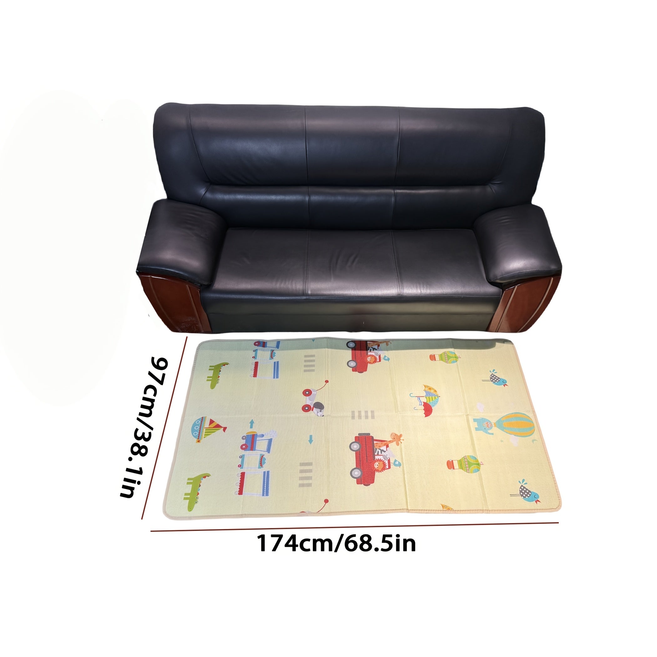 Kichkina o'yin matosi qalin, buklanuvchi, sirpanmaydigan chetlar bilan, ta'limiy dizayn, sariq, chaqaloqlar uchun