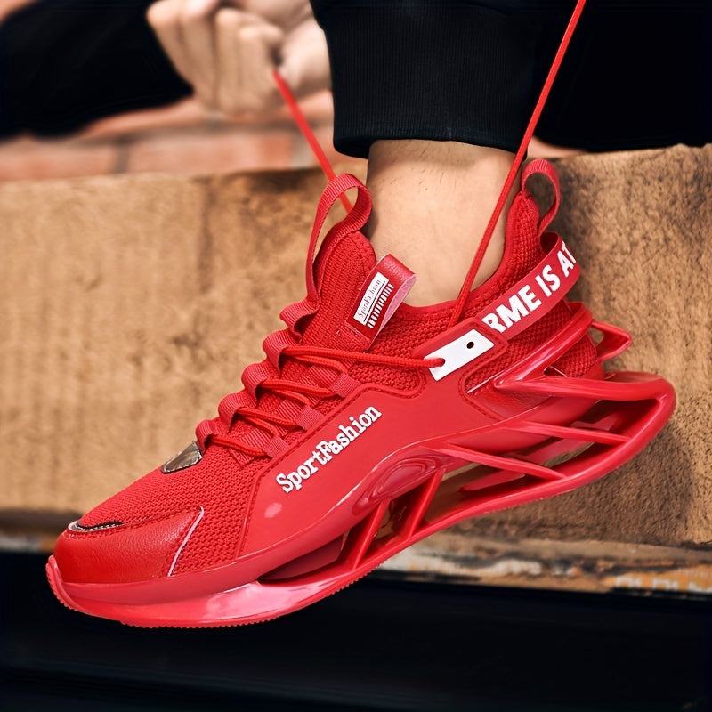 Men's Mesh Lace-Up Sneakers for Casual Outdoor Running with Shock Absorption