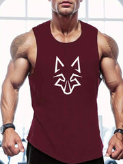 Men's Large Polyester Geometric Wolf Head Design Summer Vest Sports Regular Fit