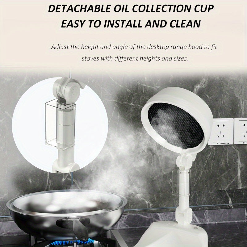 Campana extractora plegable con ventilador de escape de 3 velocidades para cocina interior, barbacoa, olla caliente, parrilla, recargable por USB, compacta, ligera, blanca