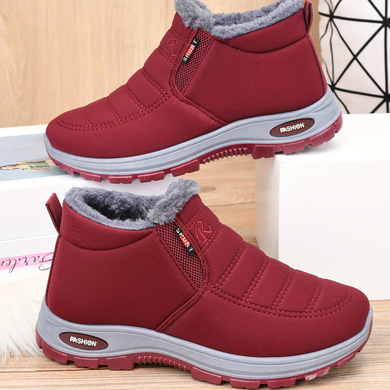 Unisex Winter Comfort Shoes Rubber Sole Slip-On Flat Toe All-Season