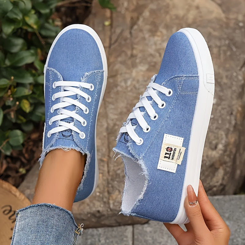 Women’s Canvas Low-Top Sneakers Black Blue White All-Season Casual