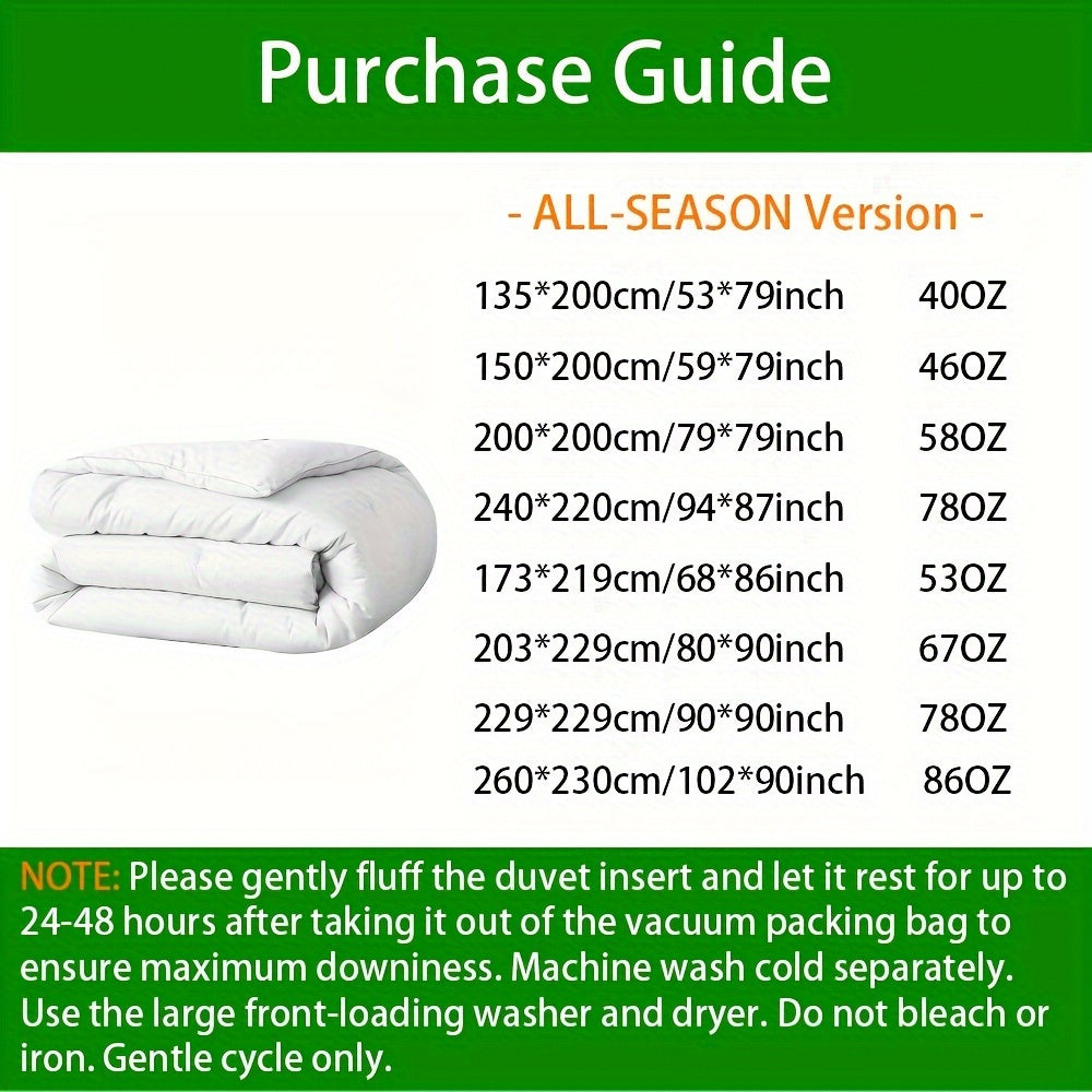 Пуховое одеяло с простеганым полиэстером на все сезоны с угловыми вкладками