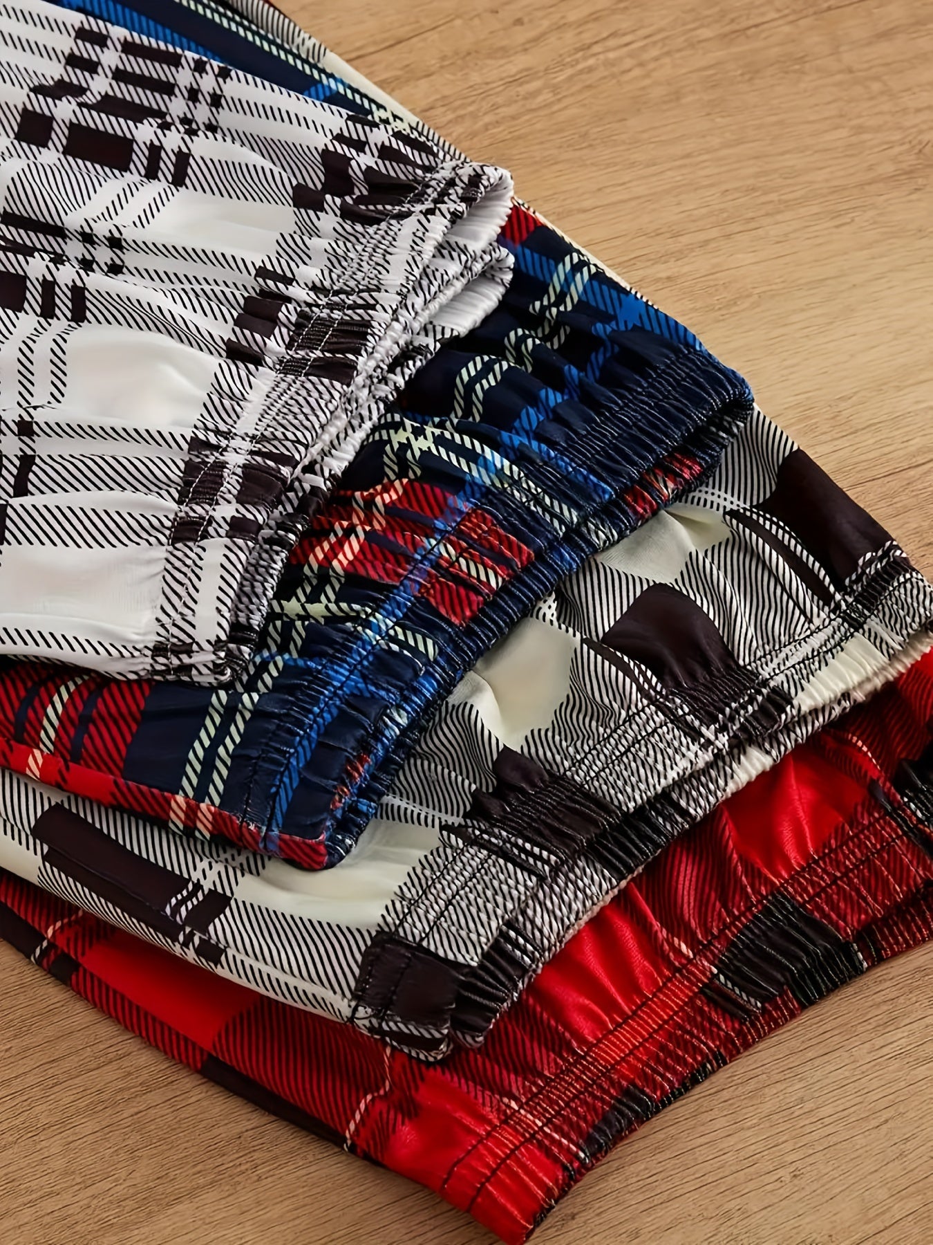 Conjunto de pantalones de cuadros para hombre de 4 piezas, casual, de corte holgado, primavera, otoño, invierno, poliéster