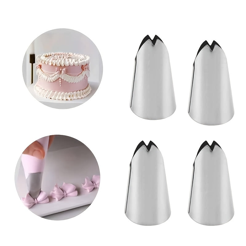 Tort bezash uchun 4 ta zanglamaydigan po'latdan yasalgan quvurlar to'plami, Bow, Leaf, Lily naqshlari