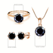 Комплект ювелирных изделий из серебра 925 пробы с 4-частной ожерельем из моиссанита, 1-частным кольцом из моиссанита и 2-частными серьгами из моиссанита, доступный в различных цветах. Поставляется в подарочной коробке.