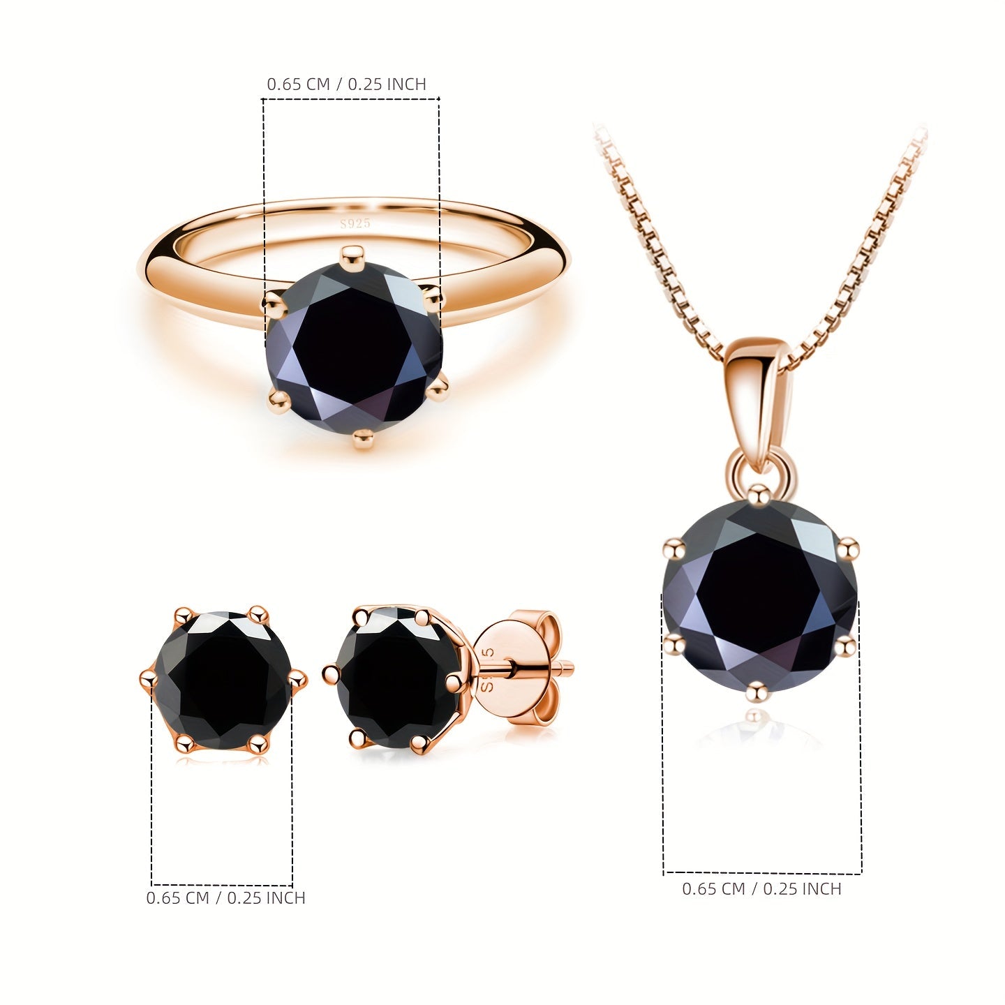 Комплект ювелирных изделий из серебра 925 пробы с 4-частной ожерельем из моиссанита, 1-частным кольцом из моиссанита и 2-частными серьгами из моиссанита, доступный в различных цветах. Поставляется в подарочной коробке.