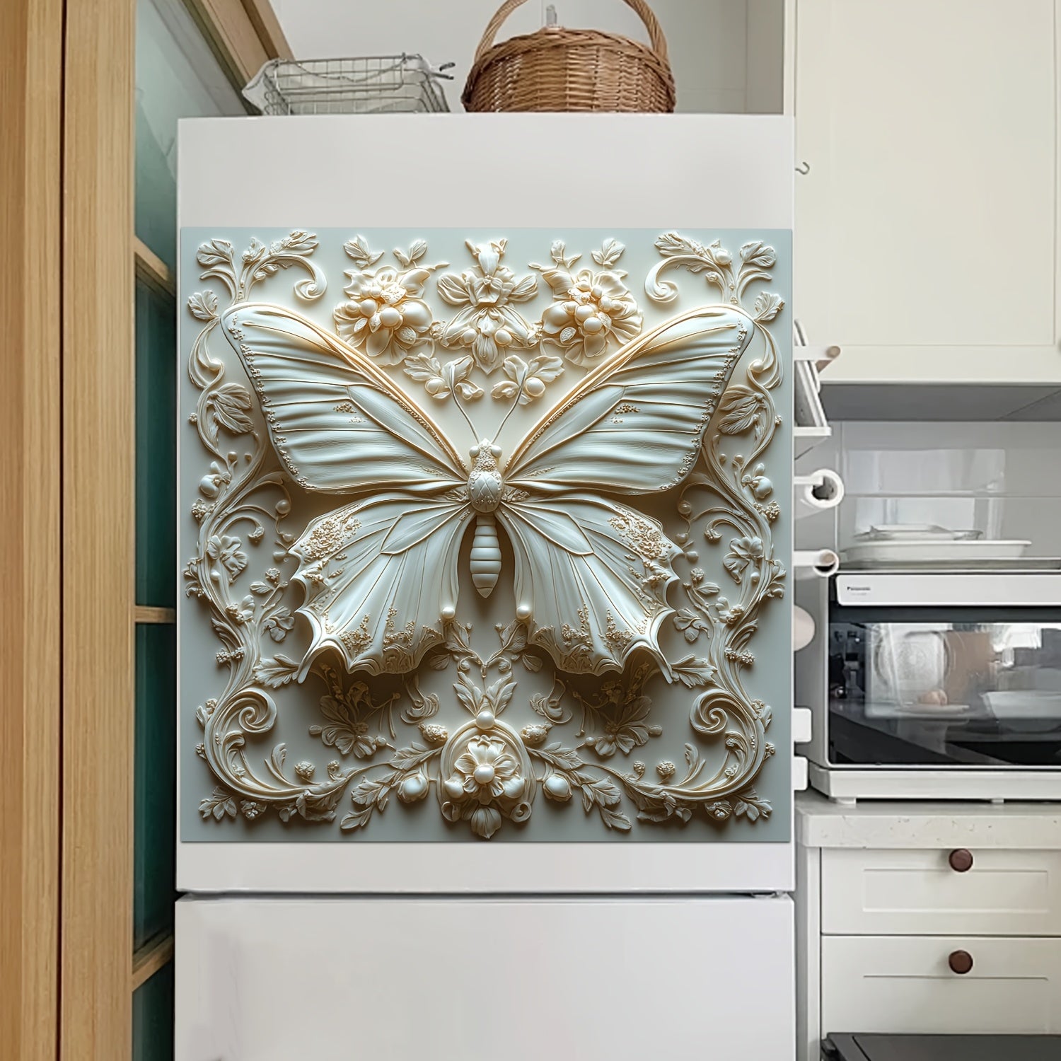 Magnetic Yellow Butterfly Carved Kitchen Dishwasher Refrigerator Door Cover Mat