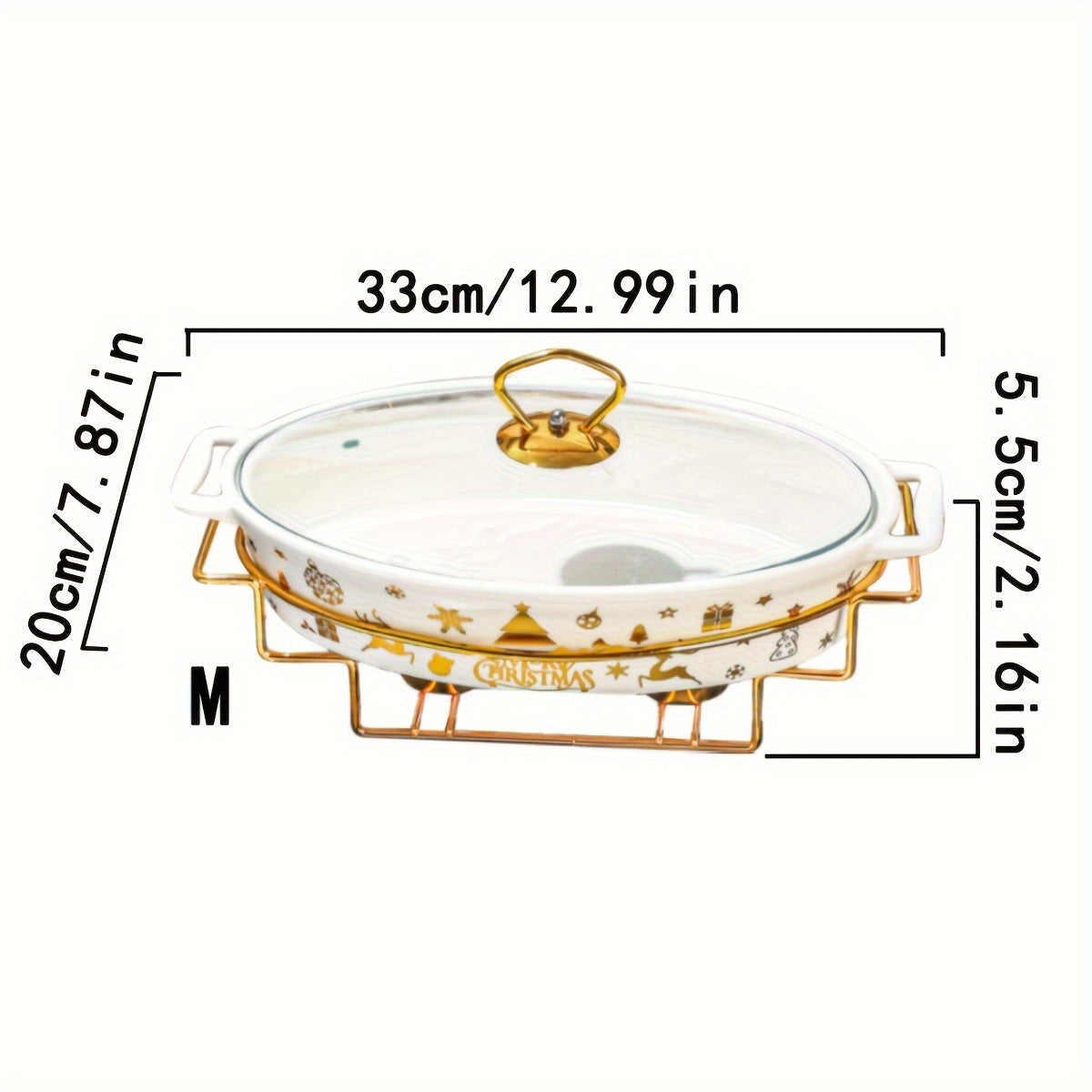 Керамическая рождественская кастрюля с крышкой и железной подставкой - Идеально подходит для приготовления супов, рагу и запеканок на кухне