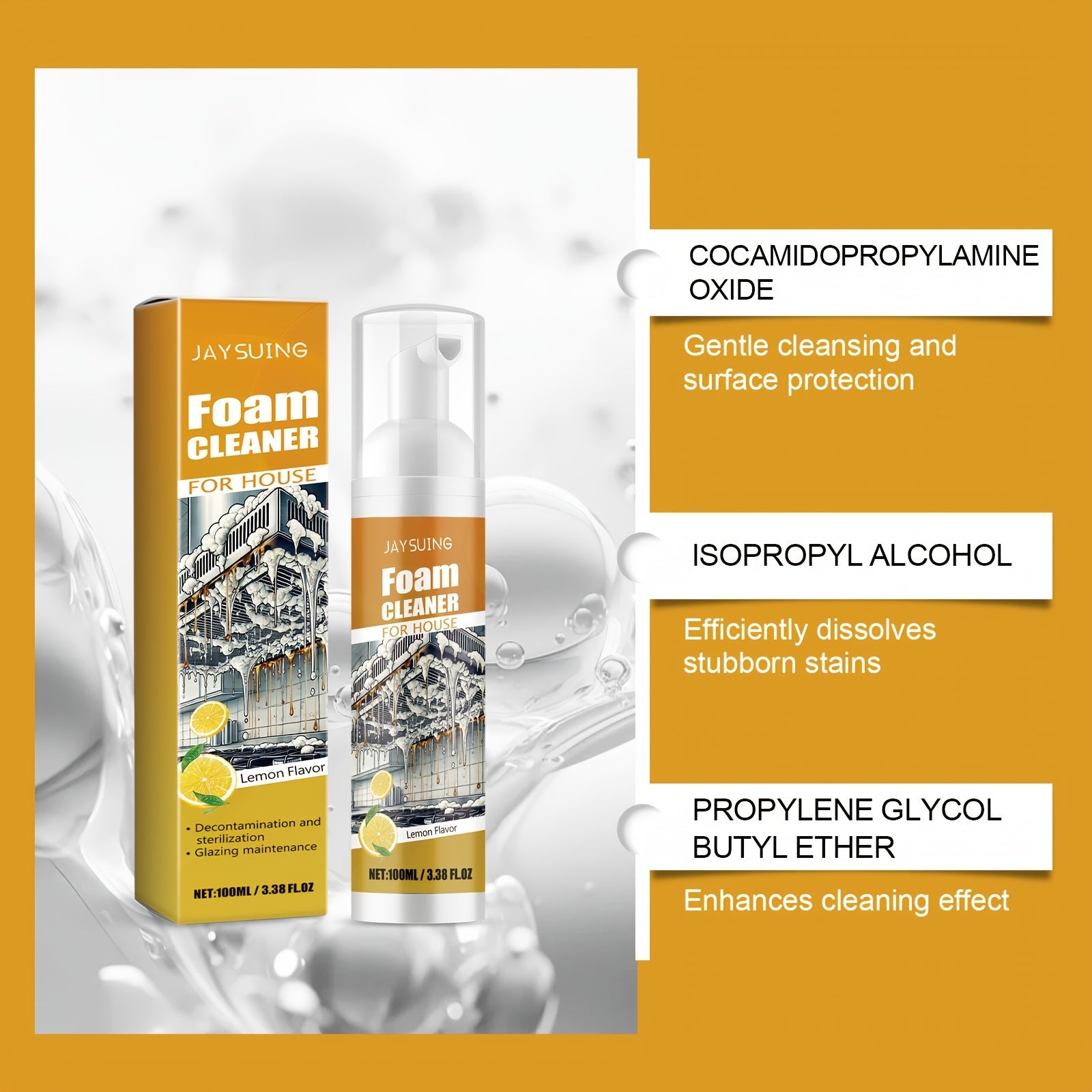 Multi-Purpose Foam Cleaner for Kitchen Bathroom Furniture Safe Residue-Free