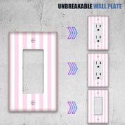 Pink Striped Light Switch Cover Easy to Install No Batteries Required