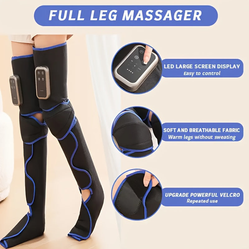 Wireless Leg Massager with Large Display Soft Fabric Breathable Design for Calves Thighs Knees Ankles Soles