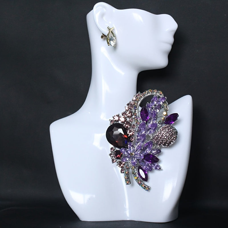 High-End Rhinestone Flower Lapel Pin for Women's Clothing Accessories