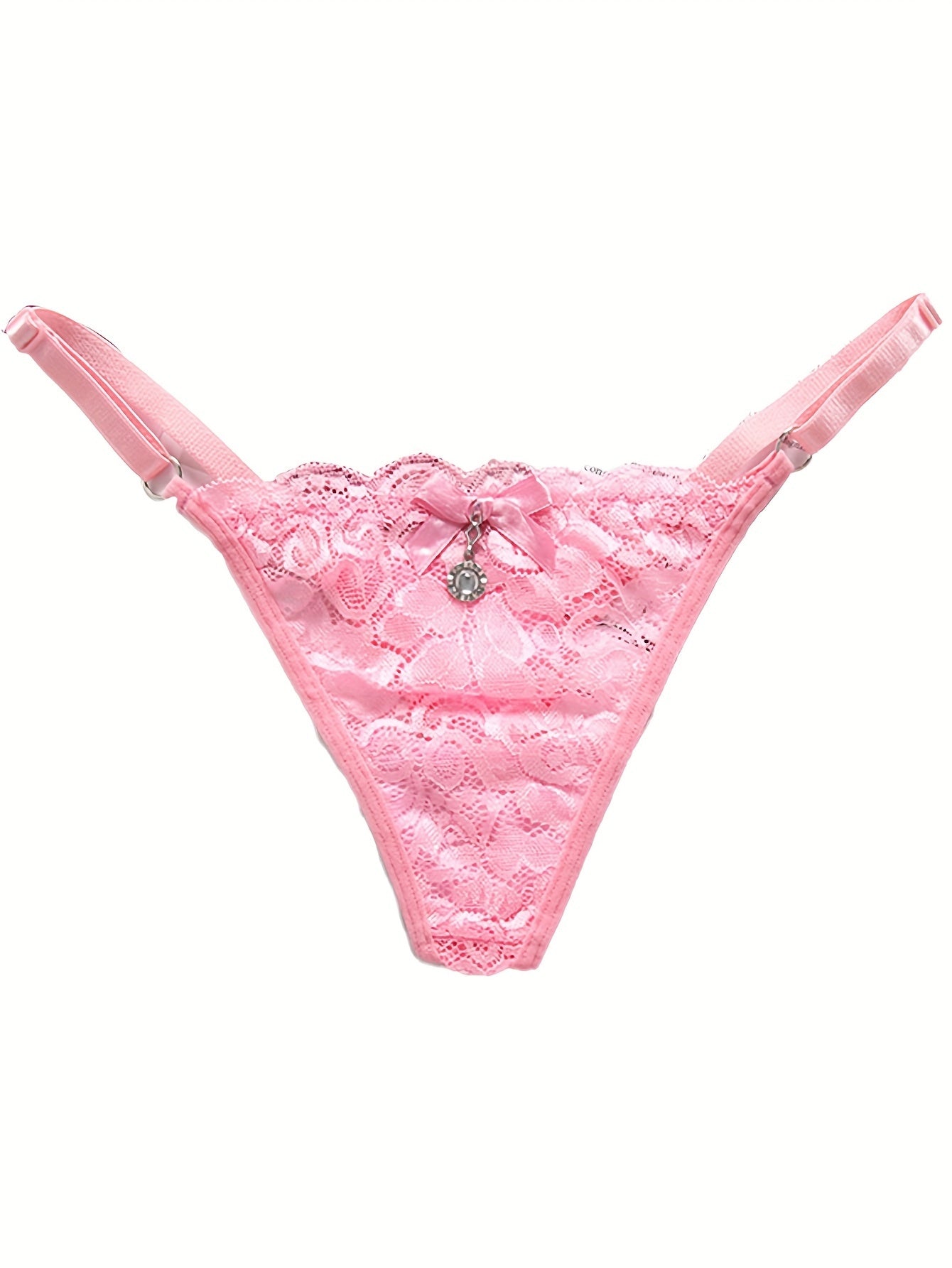 Women's Floral Lace Low Waist Thongs with Bow Tie Sexy Lingerie