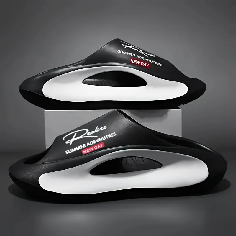 Men's EVA Slides Open Toe Non-Slip Arch Support Casual All-Season Red White Sole