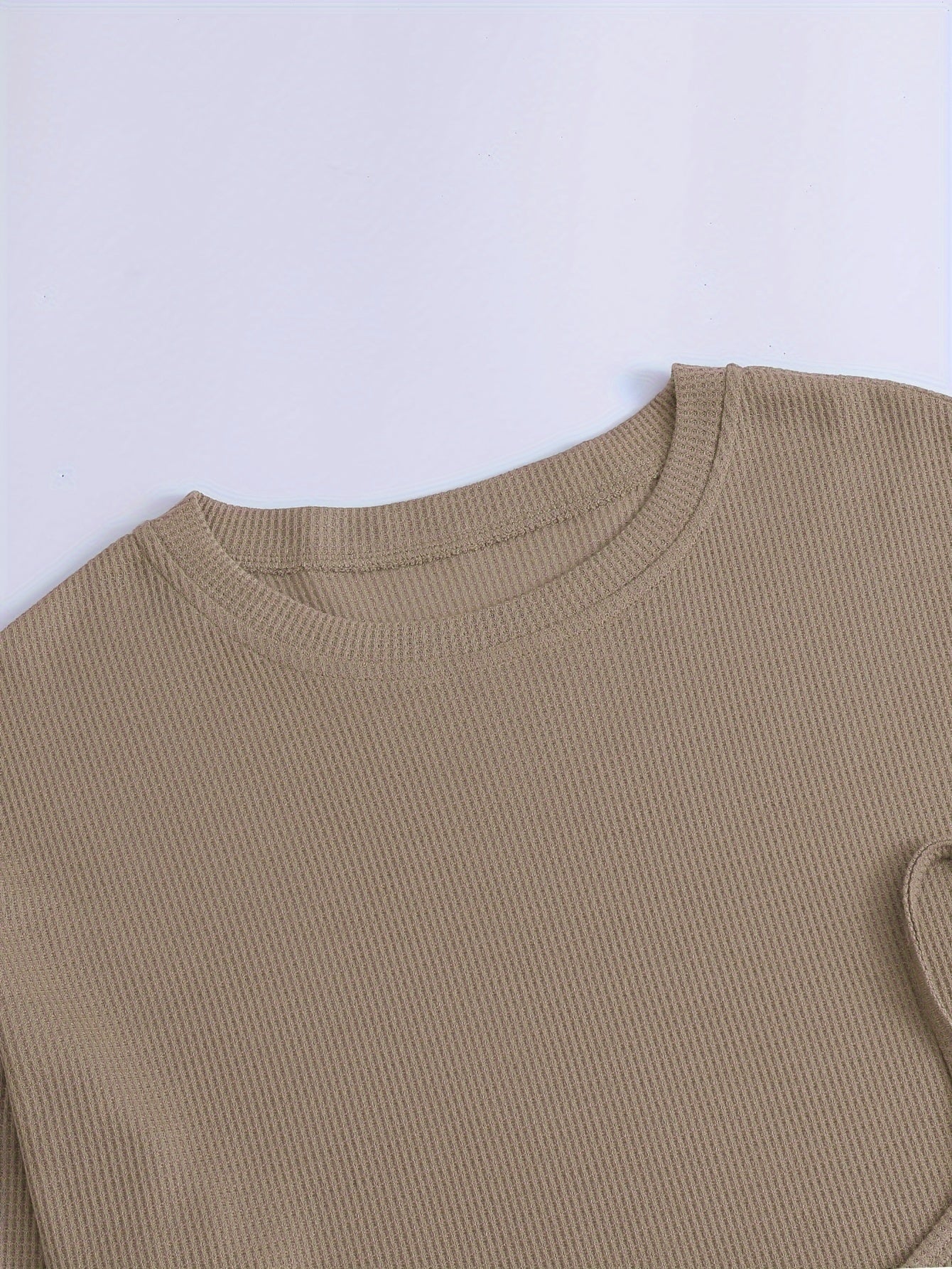 Women's Waffle Texture Loungewear Set with Long Sleeve Top Crop Cami and Elastic Shorts