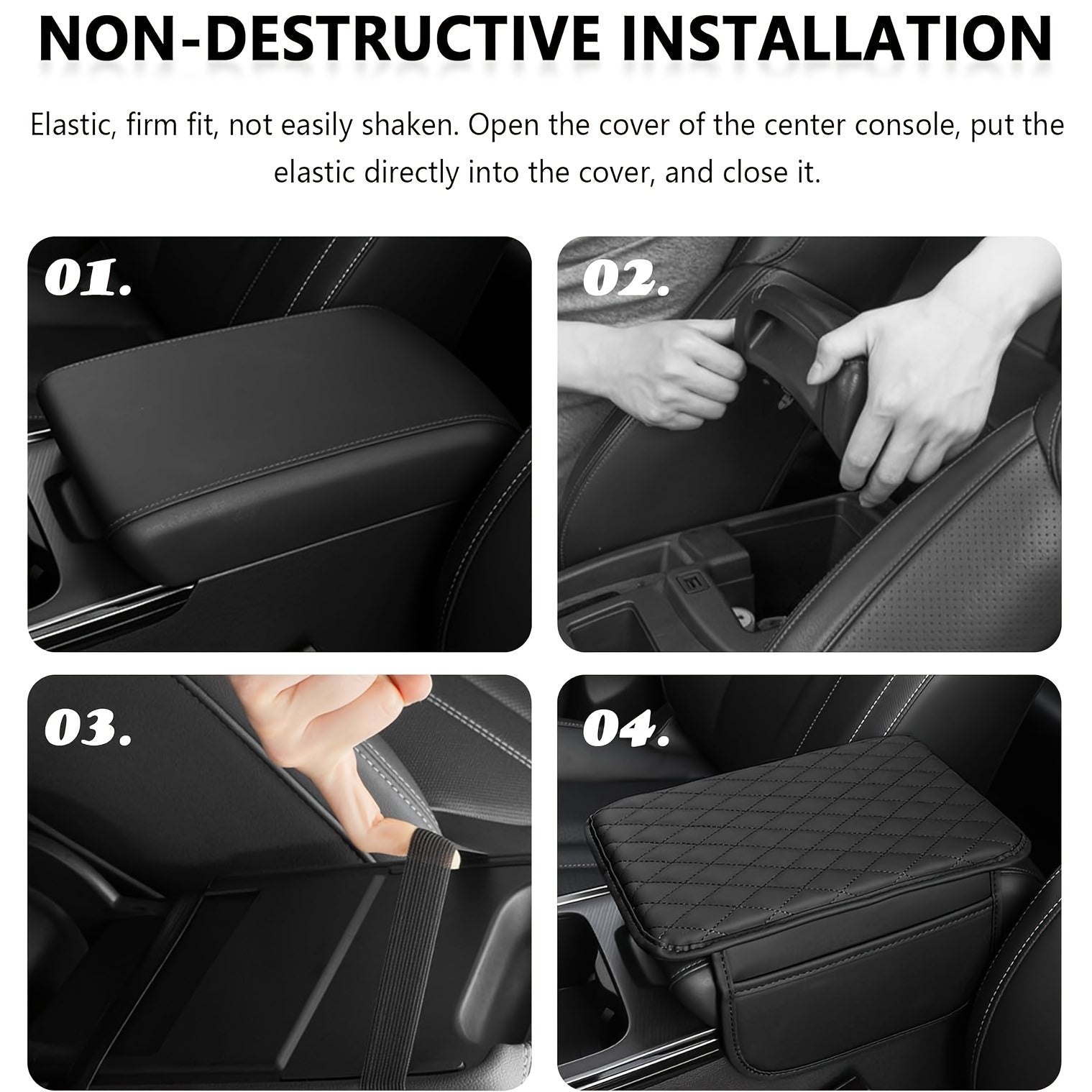 Universal moslik uchun qora faux teri avtomobil qo‘ltiq qopqog‘i, 2 ta saqlash cho‘ntagi bilan