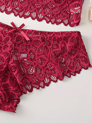 French Lace Vest-Style Underwear Set with Breathable Molded Cups for Women
