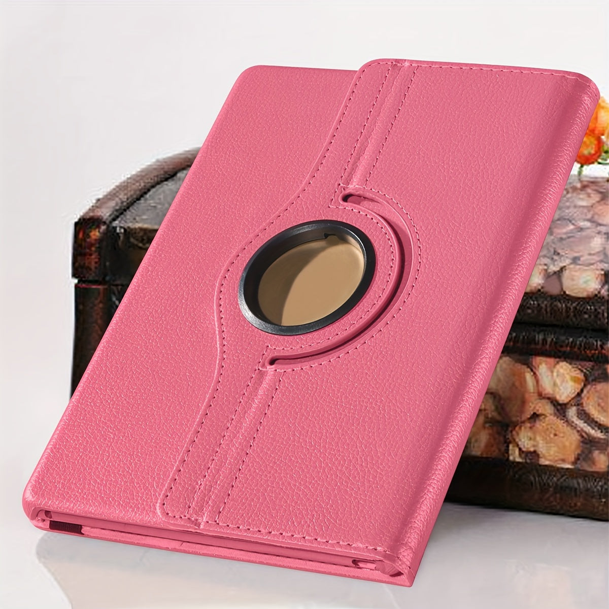 360° Rotating Lychee Pattern Tablet Case for iPad 10.2-inch 7th/8th/9th Gen Anti-Slip Magnetic Sleep Wake Multi-Angle Stand Lightweight Durable TPU