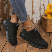 Women's Breathable Knitted Sneakers with Lace-Up Running Platform