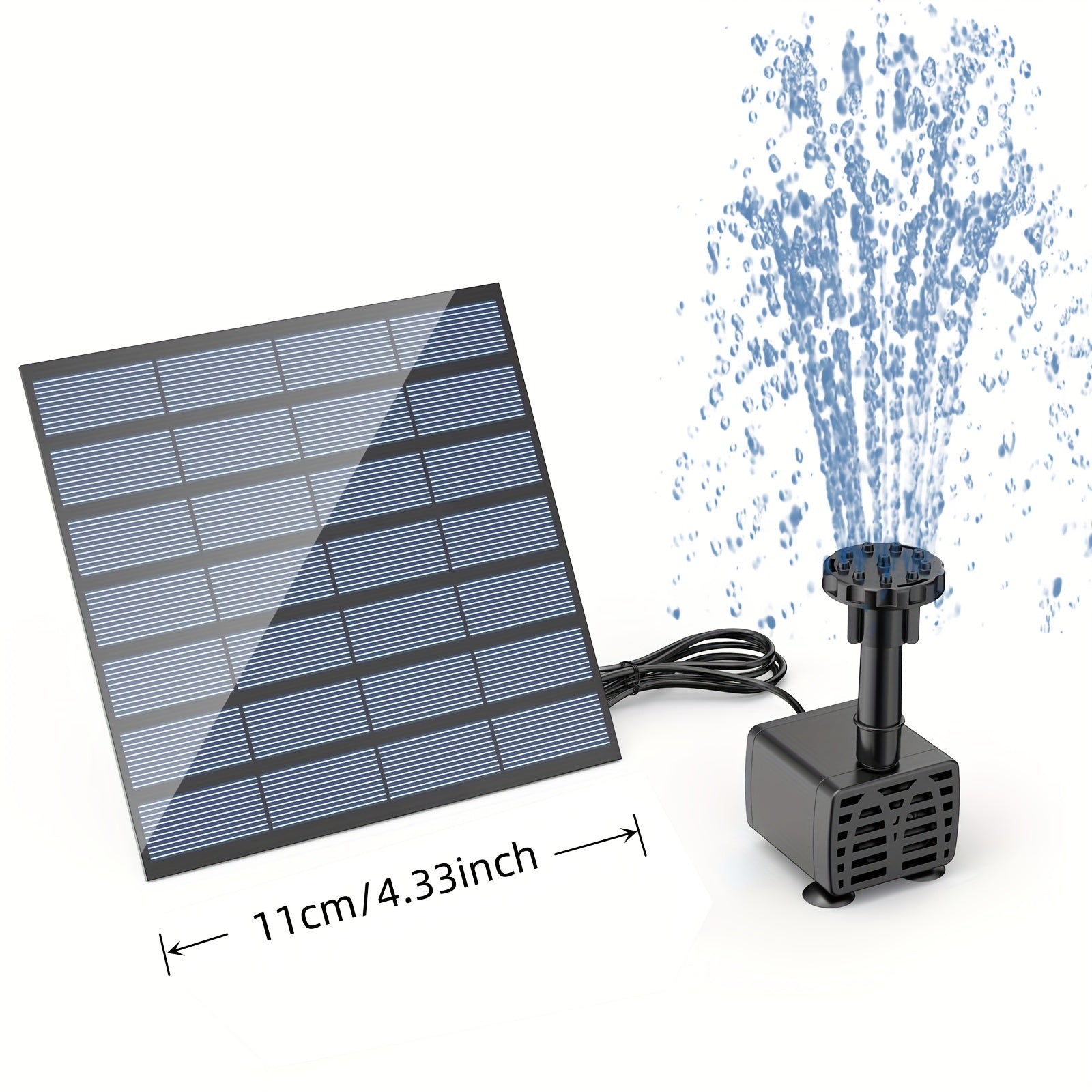 Solar-Powered Bird Bath Pump with Removable Photovoltaic Module for Garden Pond Pool