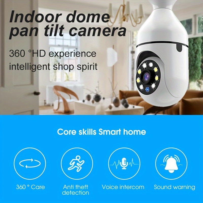 E27 Smart Security Camera 355° Rotatable Lens Night Vision Wi-Fi Indoor Outdoor