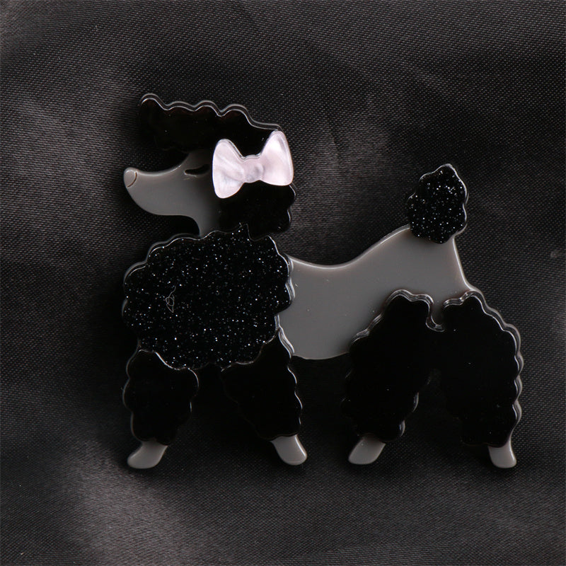 Black Acrylic Poodle Brooch Jewelry Gift for Women and Girls