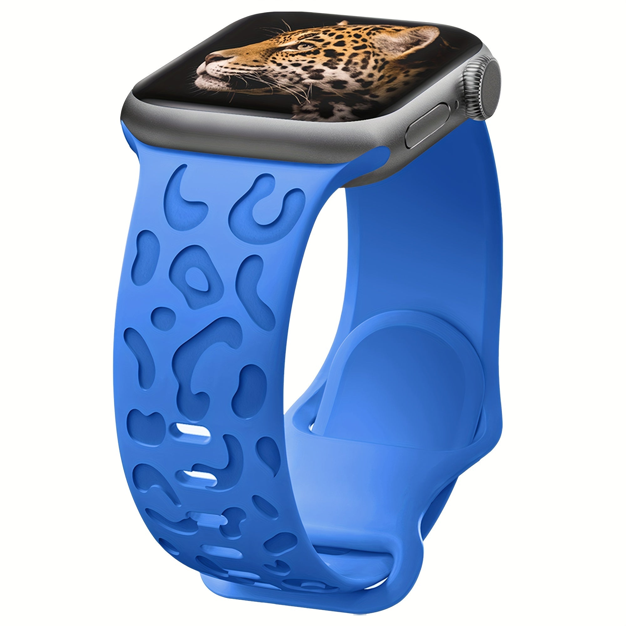 Waterproof Silicone Watch Band for IWatch Series 8 7 6 5 4 3 2 SE Leopard Engraved