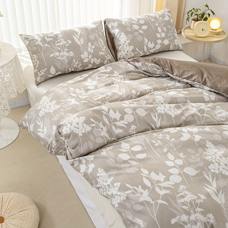Duvet Cover Set with Retro Floral Print 3 Pieces Soft Breathable Bedding for Bedroom