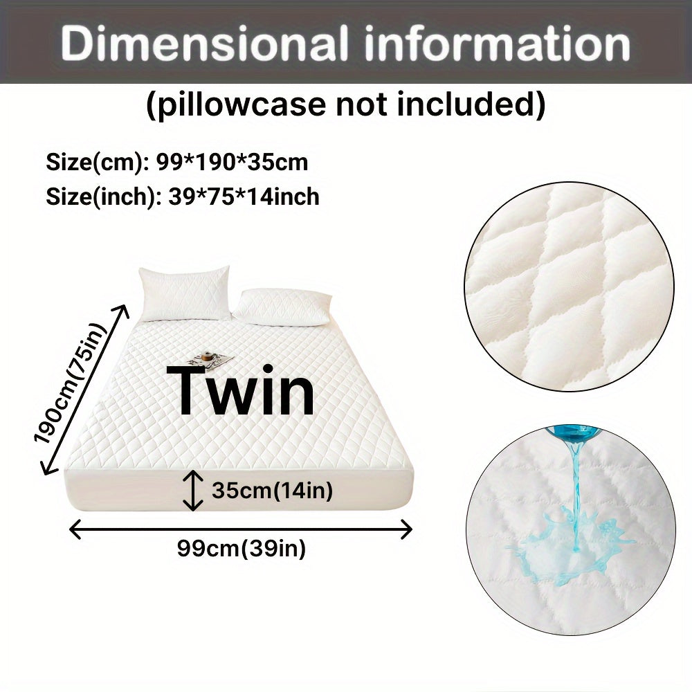 Waterproof Mattress Protector Breathable Dustproof Quilted Bed Cover in White Dark Blue Green Gray