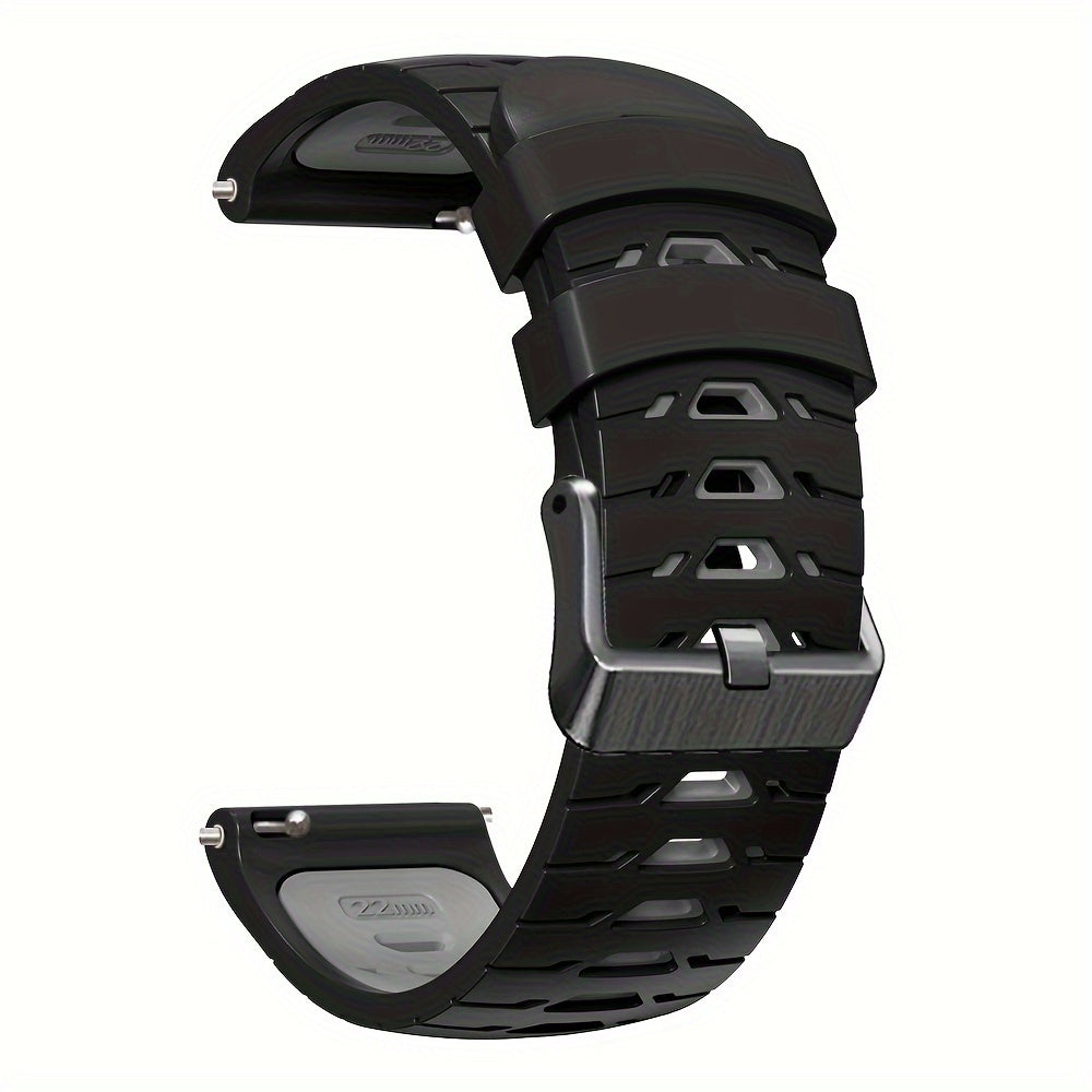 22mm Two-Tone Silicone Smart Watch Strap Breathable Adjustable Replacement for Sports Watches