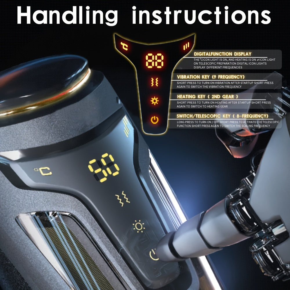 Erkaklar uchun TPE teksturali tunnel vibratsiyali kattalar o'yinchoqi, 9 ta rejim va 2 ta isitish darajasi bilan